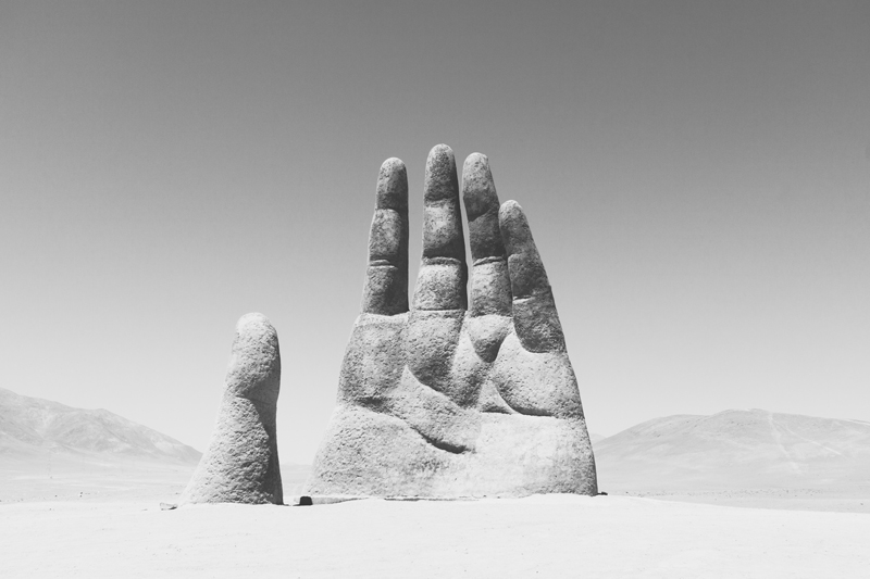 Picture of a sculpture in the shape of a hand.